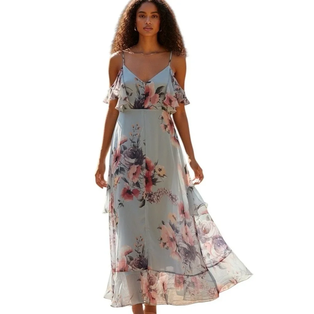 lulus boho dress Maxi - Pink Multi Floral Dress - Tiered Maxi Dress Imported. Lulus | White Nell Multi
